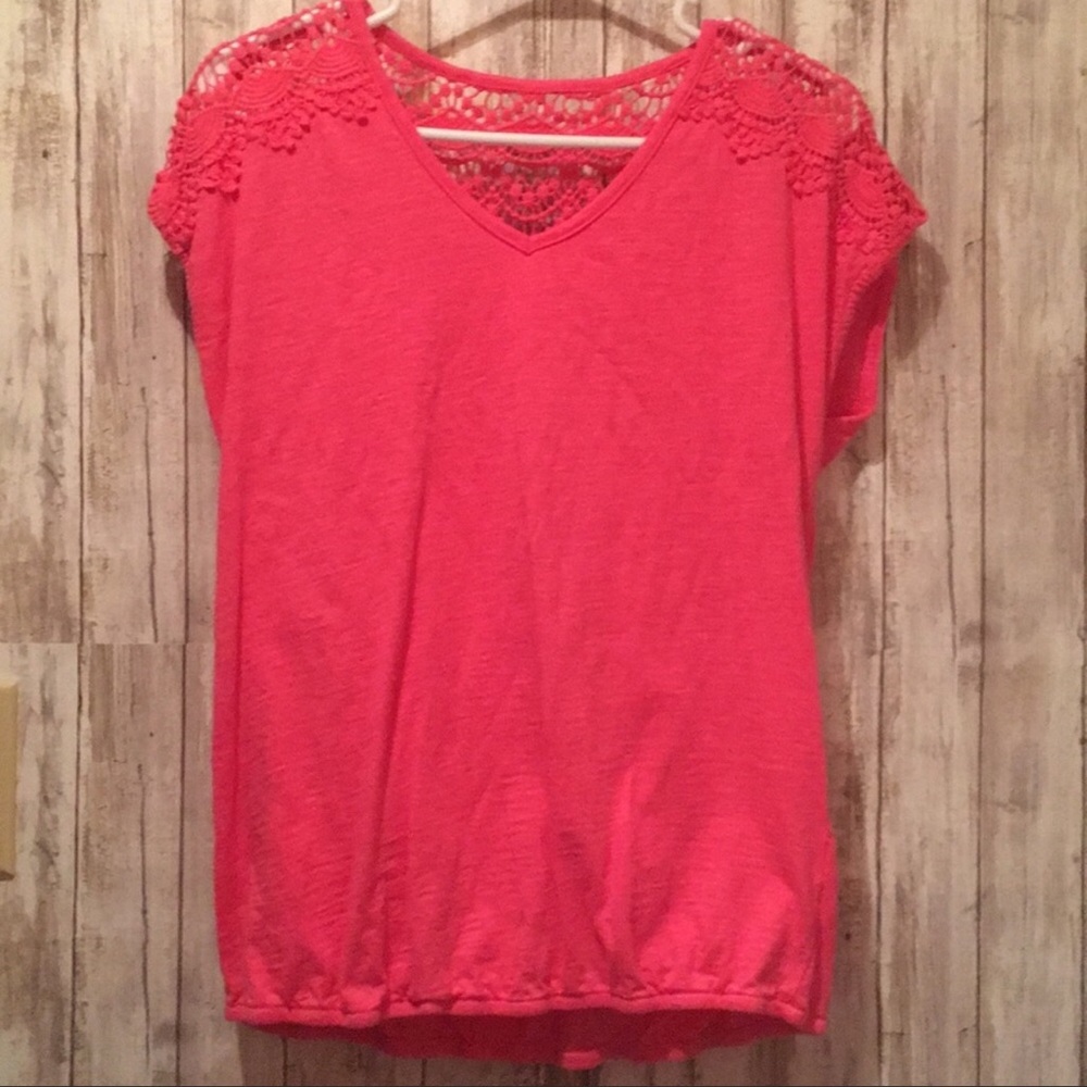 Sonoma pink crochet medium top